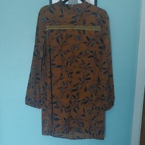 Altar'd State Brown Floral Long Sleeve Dress
